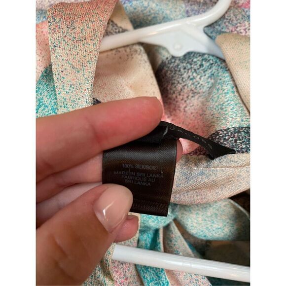 Marc By Marc Jacobs - Multicolored Pastel Plaid Short Sleeve Silk Blouse W/ Neck - Picture 4 of 6